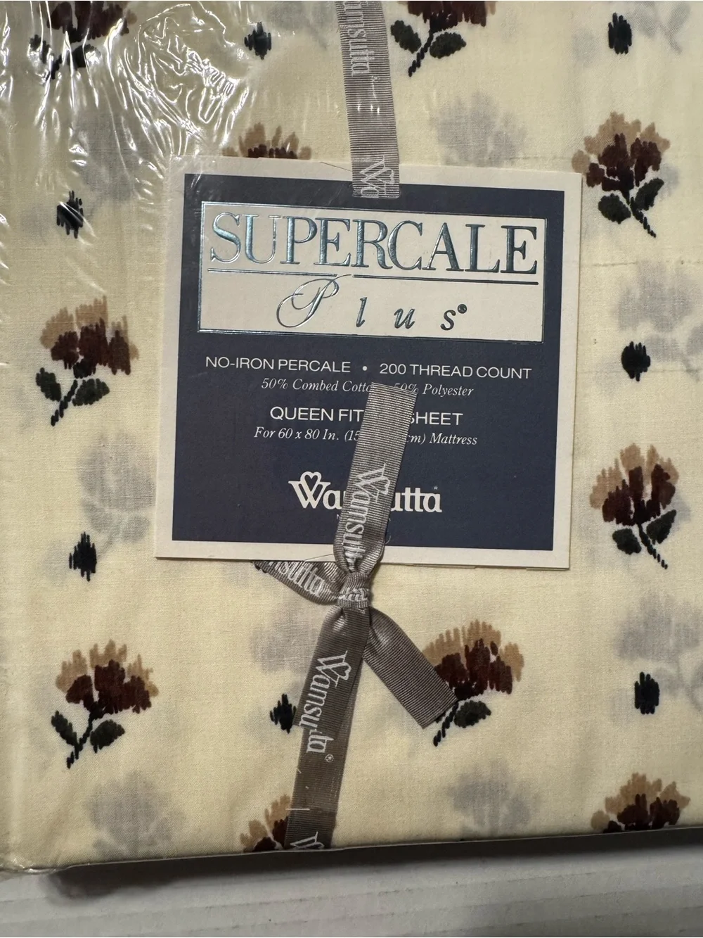 VTG Wamsutta Queen Fitted Sheet: floral